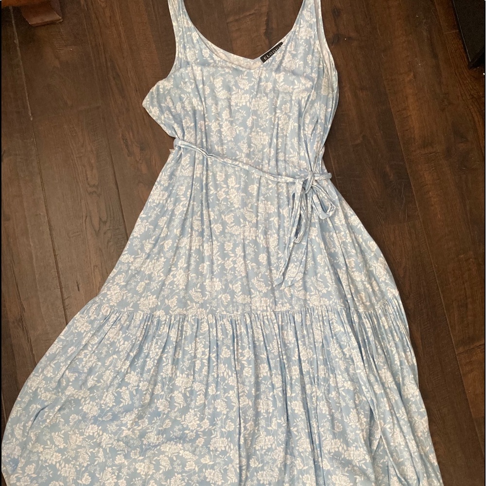 Eloquii tiered dress with pockets.